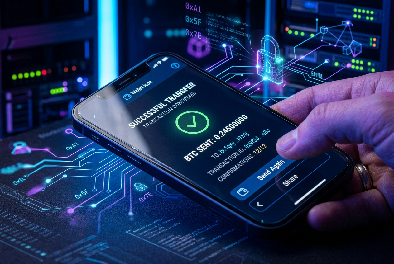 Bezpieczna transakcja kryptowalutowa na smartfonie
